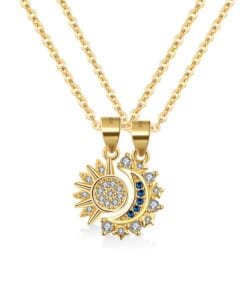 Gold Sun and Moon Couple Necklaces