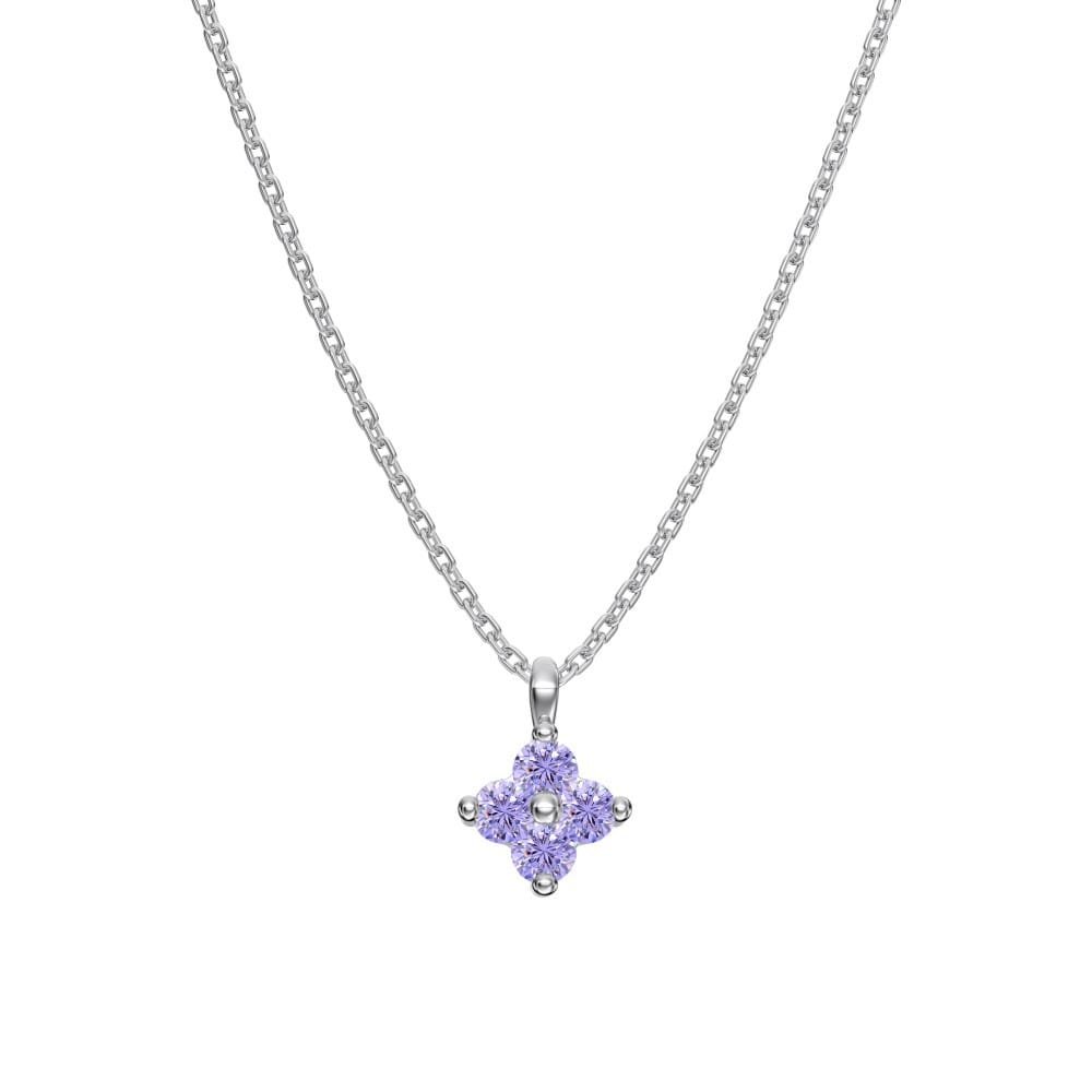 Silver Purple Rose Necklace
