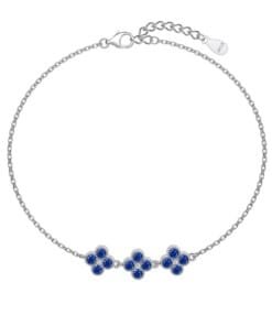 Silver Three Blue Flowers Anklet-Bracelet