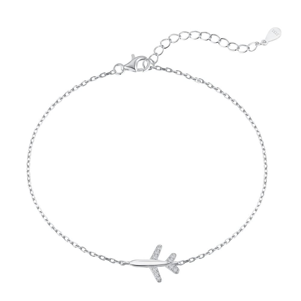 Silver Airplane Anklet-Bracelet