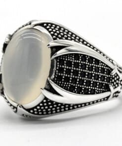 Silver Sword White Stone Ring