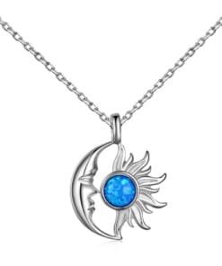 Silver Blue Sun Necklace