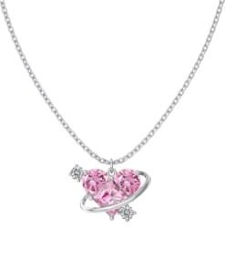 Large Pink Heart Silver
