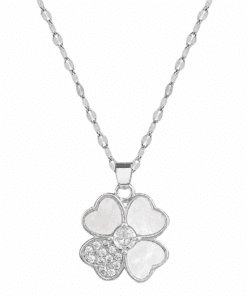 Silver Shell Four Leafs Necklace