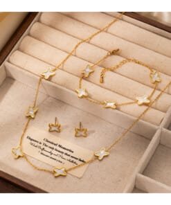 Gold Plated White Drop Glazed Geometric Star