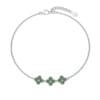 Silver Three Green Flowers Anklet-Bracelet