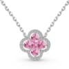 Silver Pink Shine Leaf Necklace