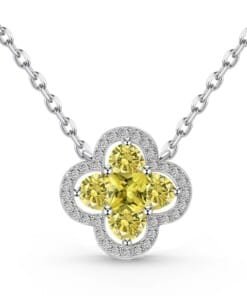 Silver Yellow Shine Leaf Necklace