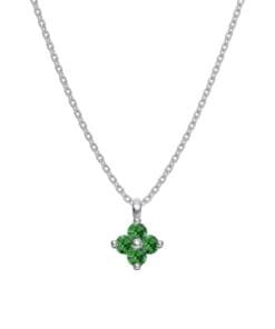 Silver Green Rose Necklace