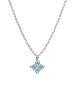 Silver Baby Blue Rose Necklace