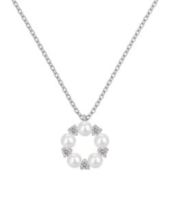 Silver Pearl Halo Necklace