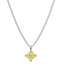Silver Yellow Rose Necklace